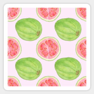 Bright watercolor tropical fruit pattern, guavas Sticker